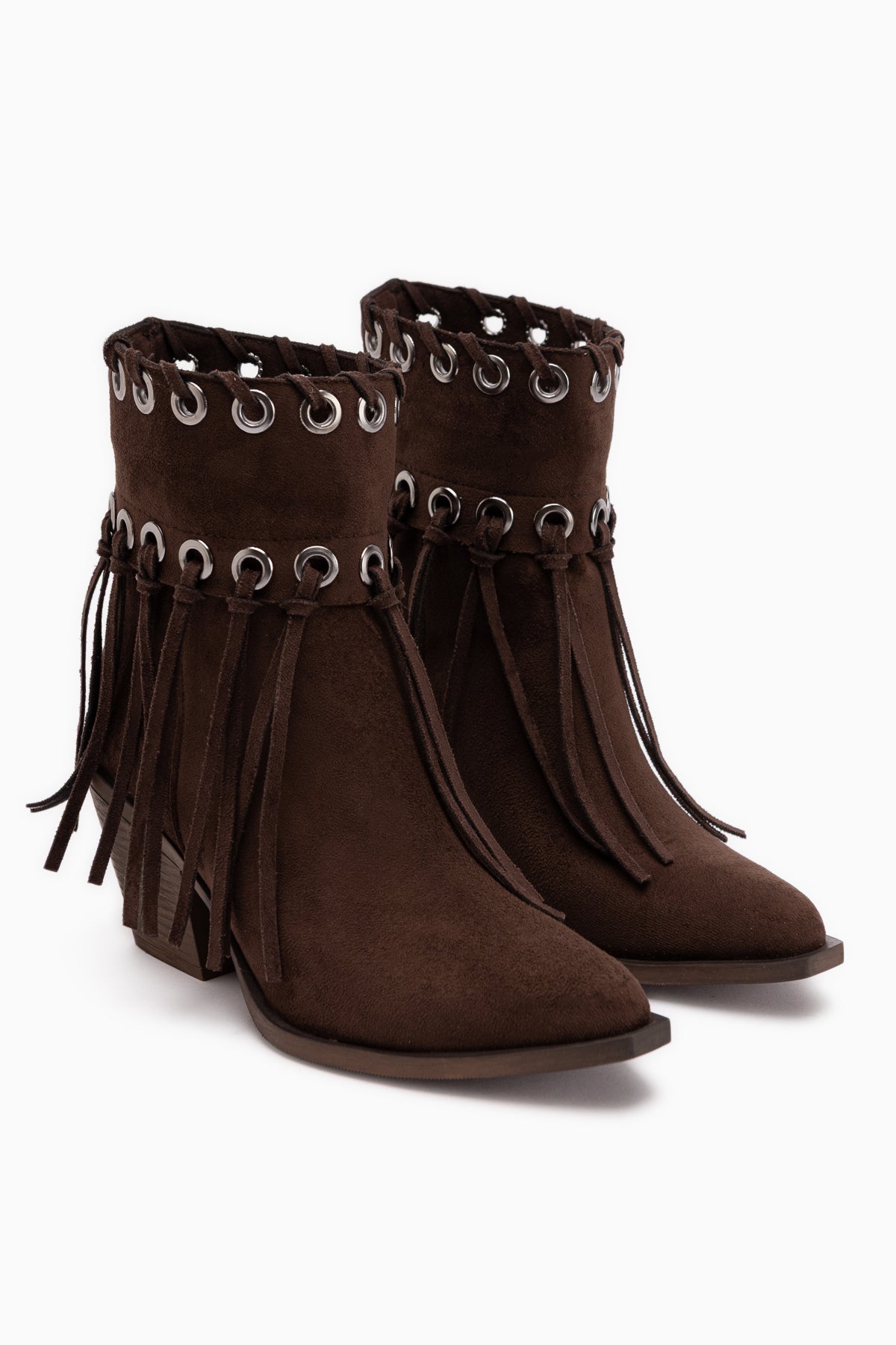 Nessa Suede Fringed Chunky Heeled Women’s Cowboy Boots