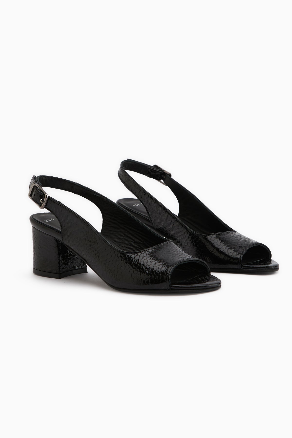 Catia Genuine Leather Black Snake Pattern Women’s Sandal