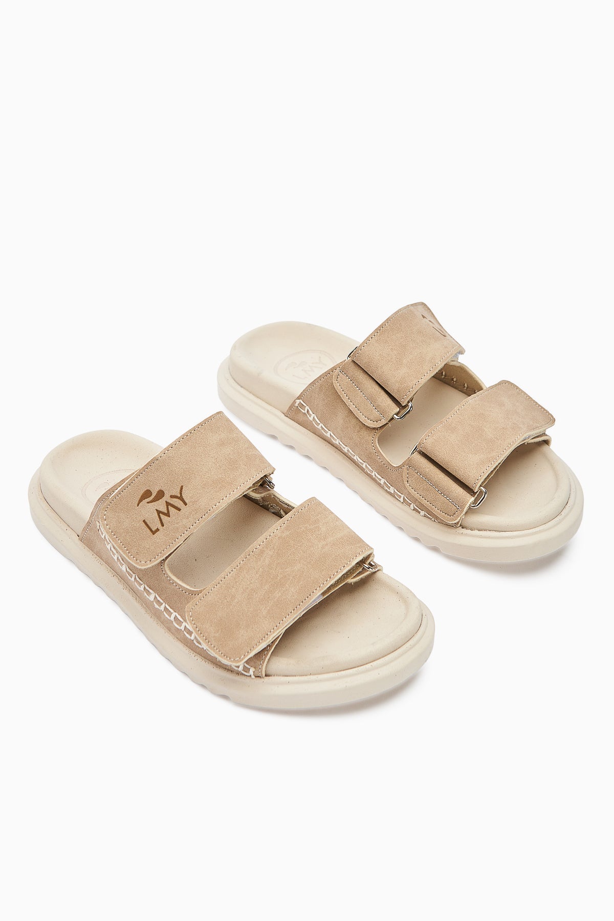 Yumi Women's Beige Slipper with Embroidery Detail and Double Strap