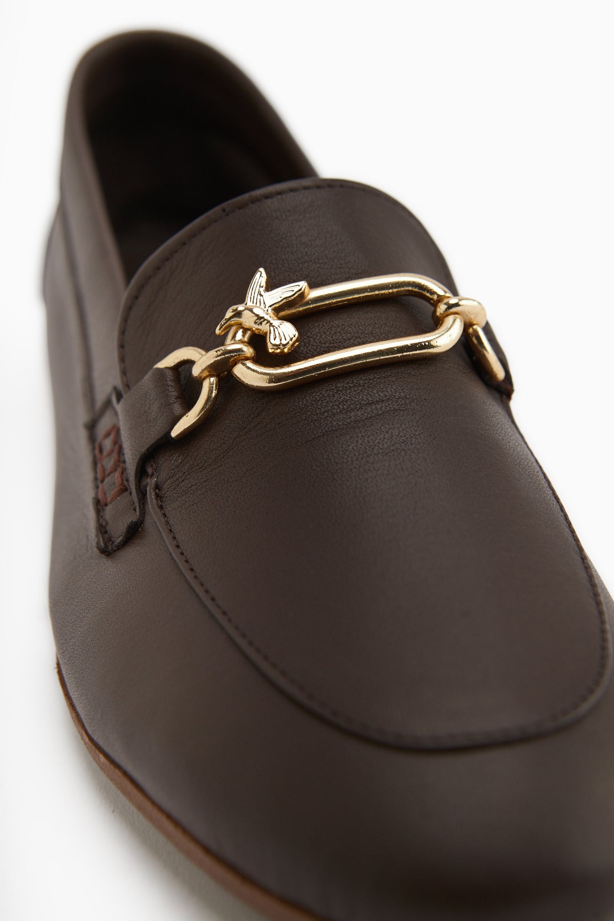 Alessa Genuine Leather Brown Buckled Women’s Loafer Casual Moccasin Shoes