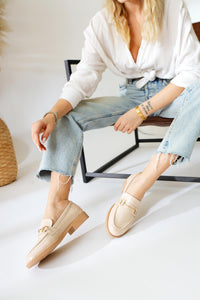 Lise – Nude Patent Buckle-Detail Casual Shoe (Women)