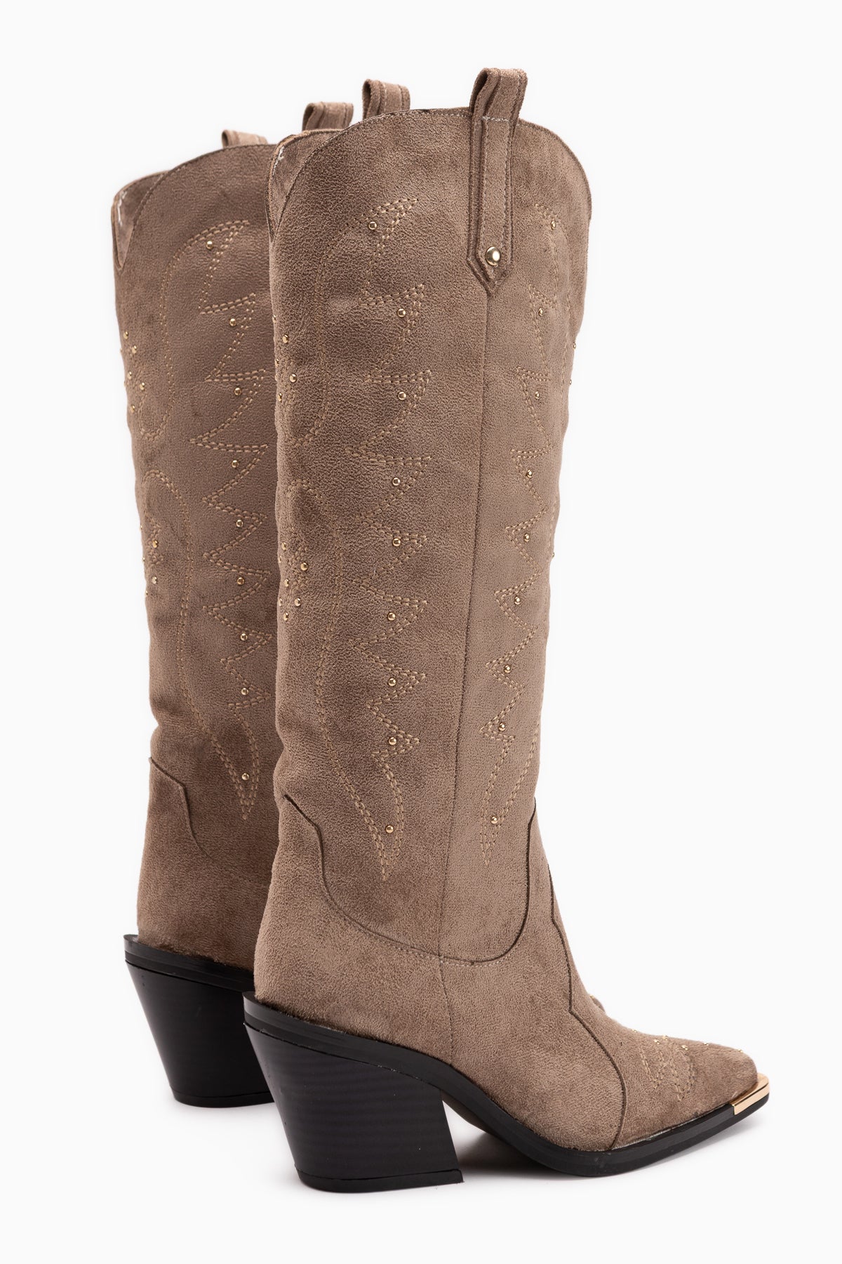 Elnora Beige Suede Embroidered Western Women’s Boots