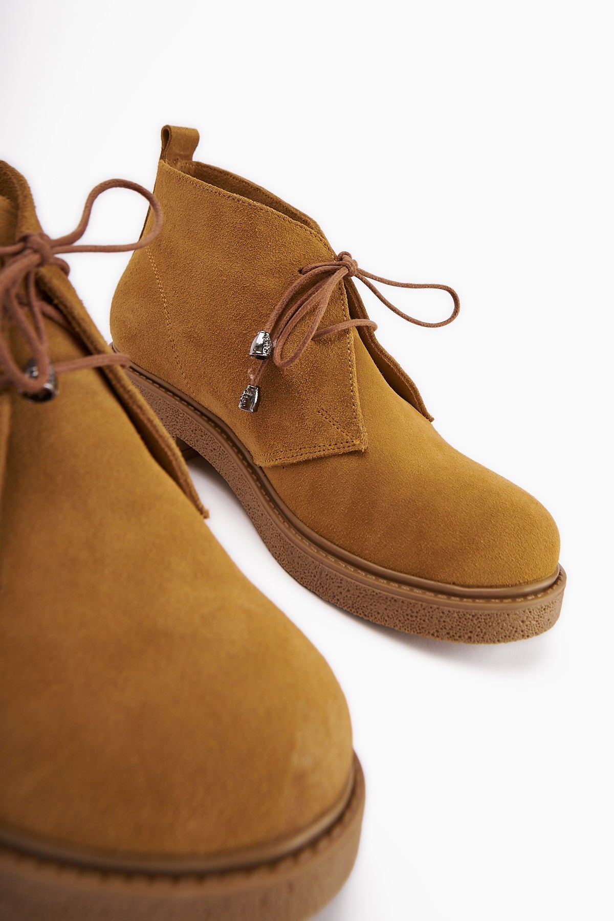 Henna Genuine Leather Camel Suede Lace-up Women's Boots