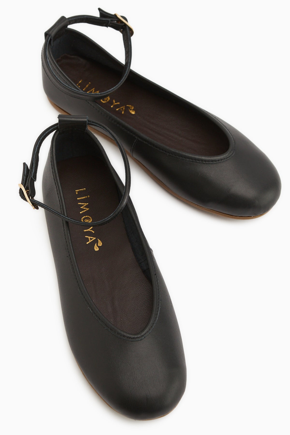 Genuine Leather Black Belted Women’s Ballet Flats