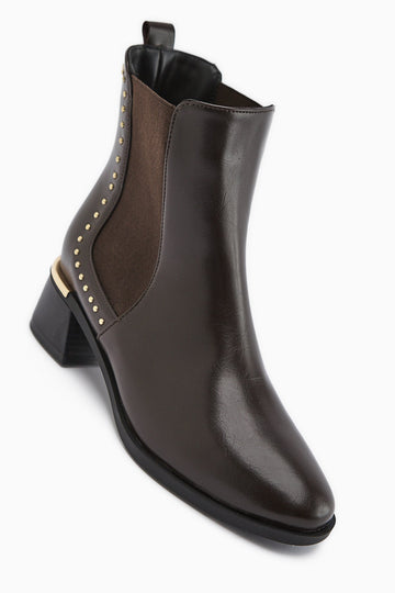 Jane – Brown Elasticized Heeled Boot (Women)