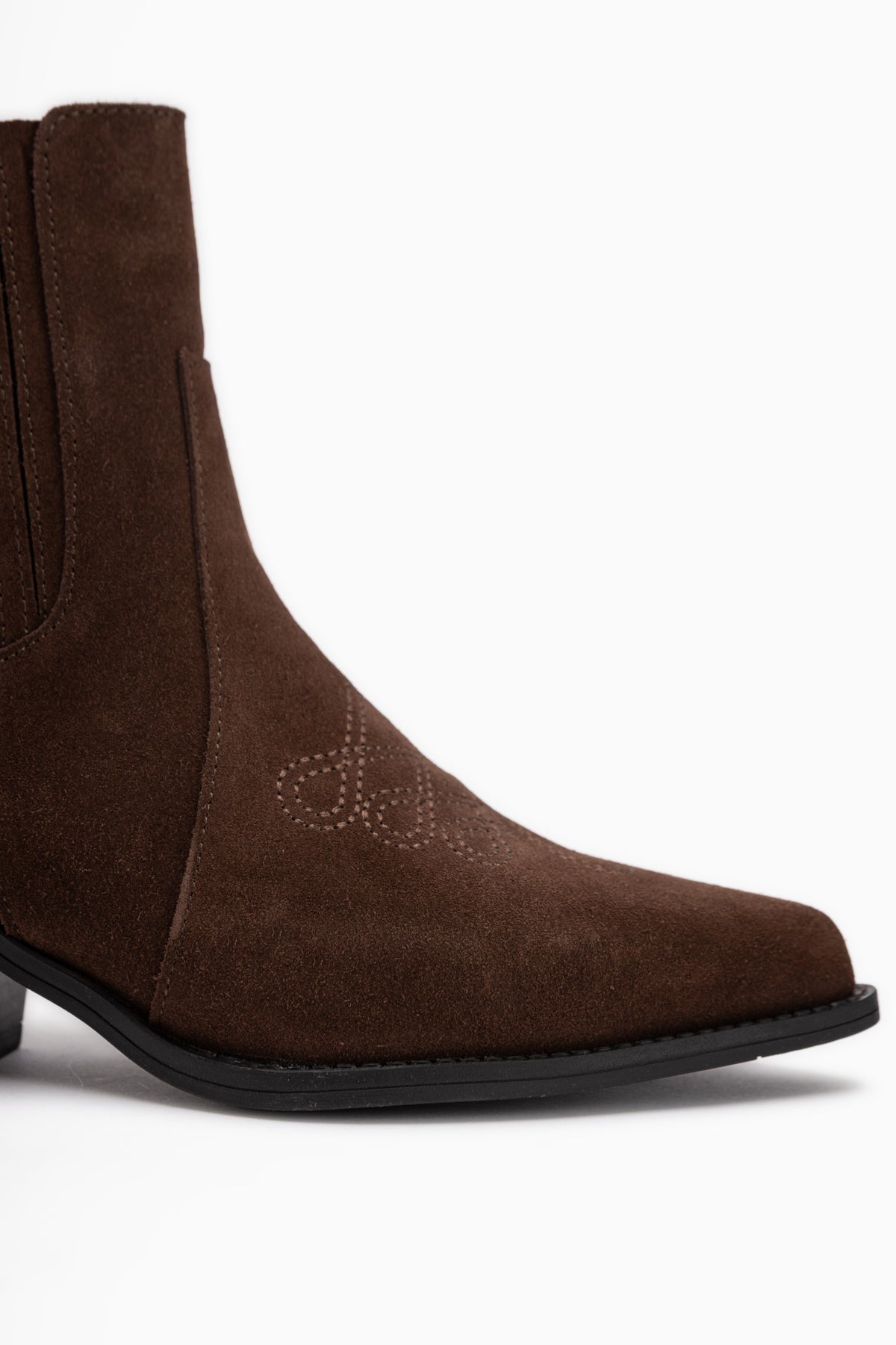 Freya Genuine Leather Brown Suede Embroidered Detailed Women’s Cowboy Boots