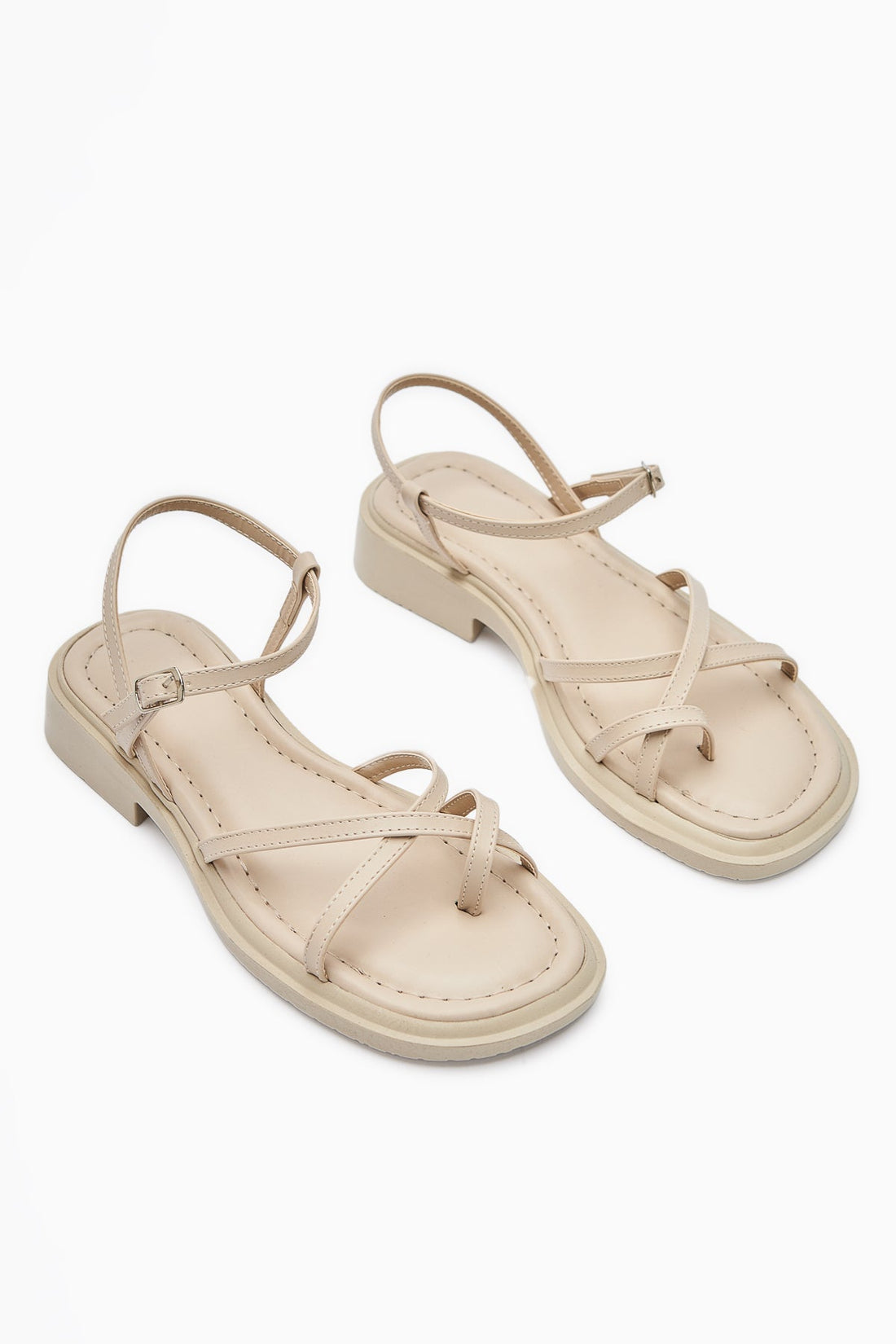 Hania Black Cross-Strap Thong Women's Sandals