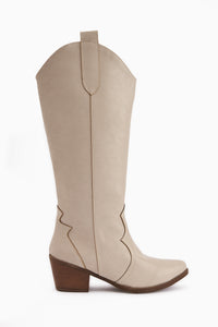 Lhena Beige Western Pull-On Boots