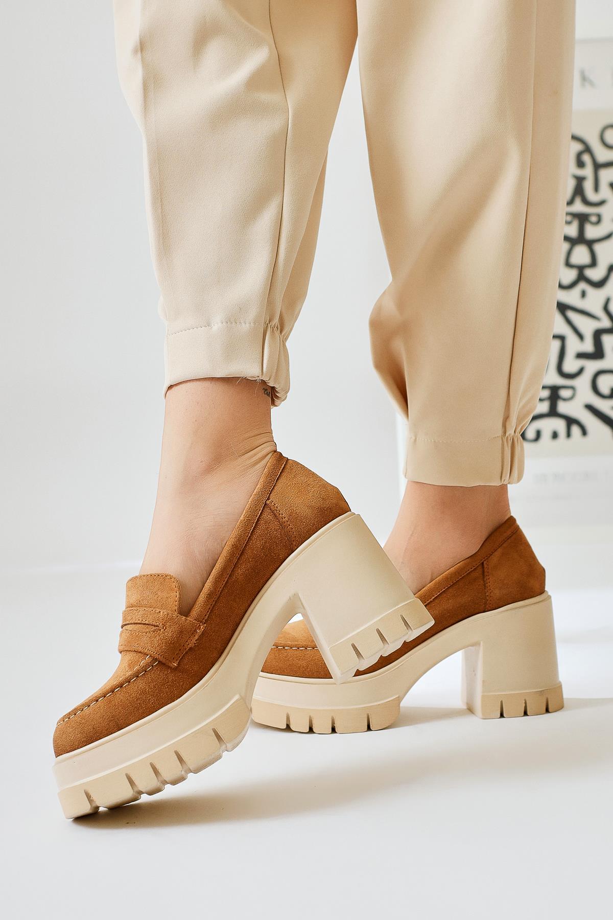 Chanpen Mink Suede Buckle Detail Platform Casual Shoe