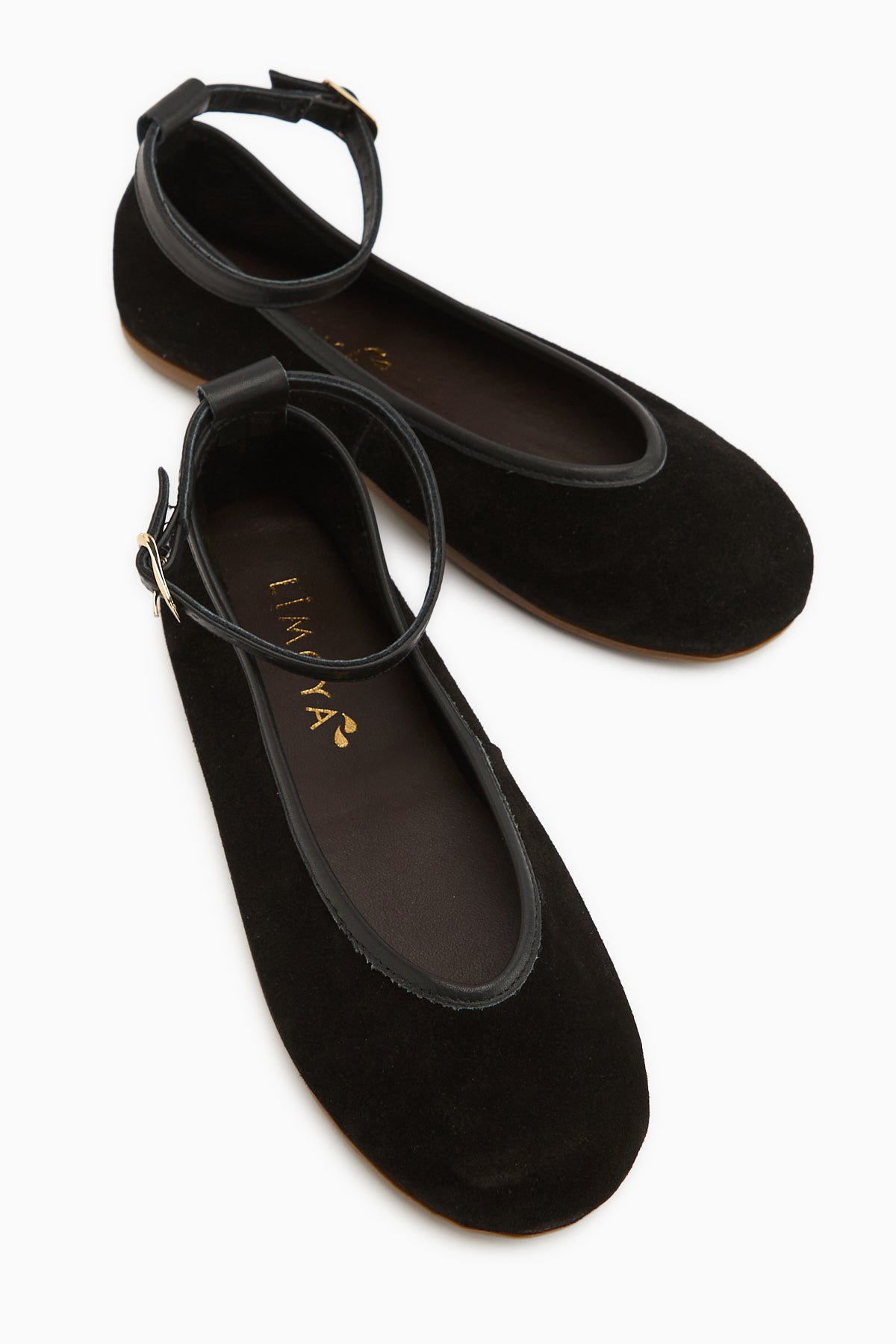 Jenin Genuine Leather Black Suede Belted Women’s Ballet Flats