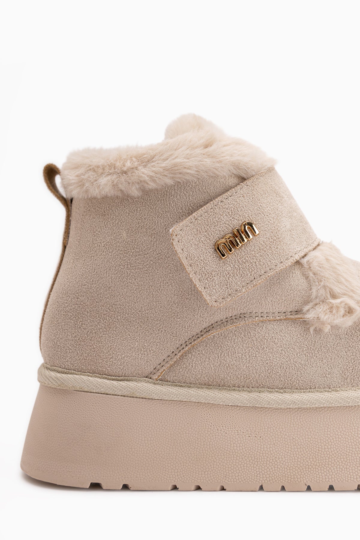 Celia Beige Suede Fur Thick Sole Women’s Boots