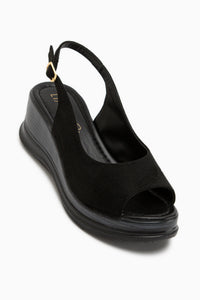 Gerty Black Suede Wedge Women’s Sandal