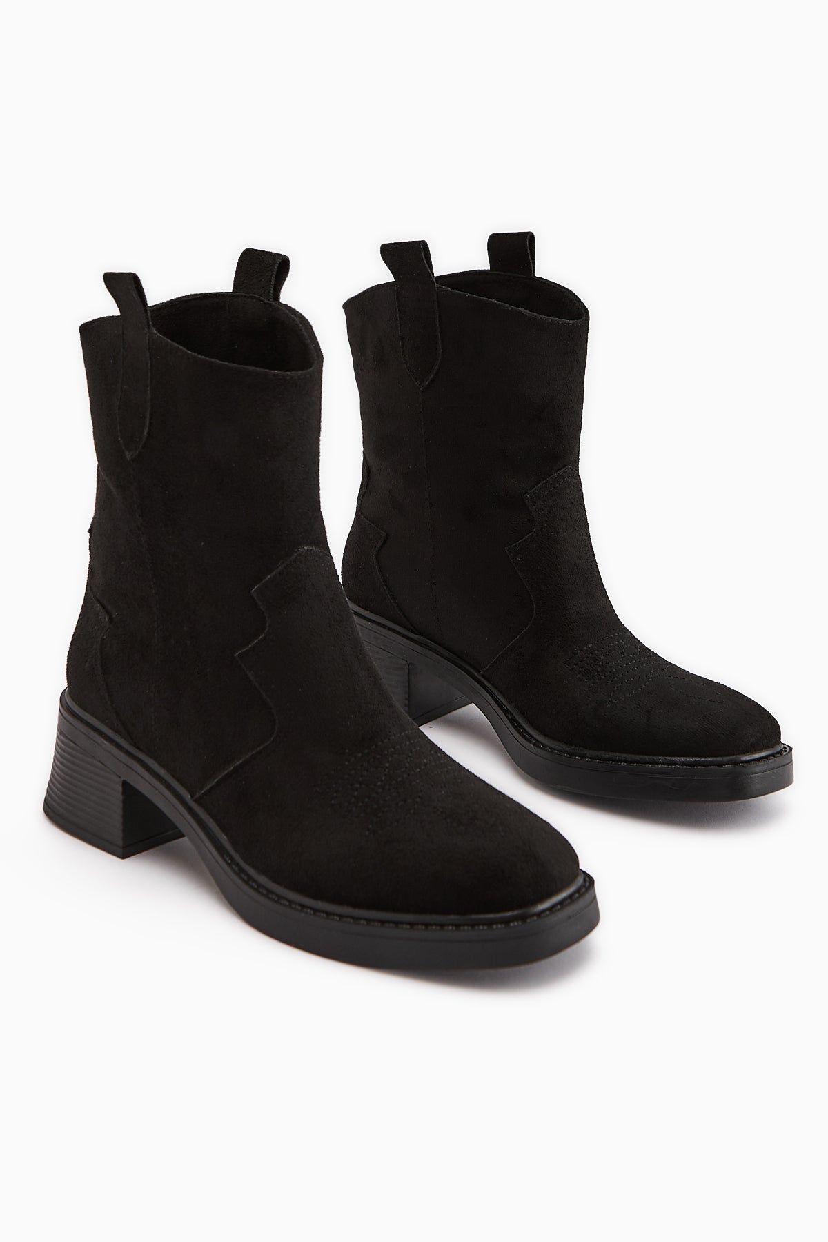 Mindra Black Suede Embroidered Women's Boot