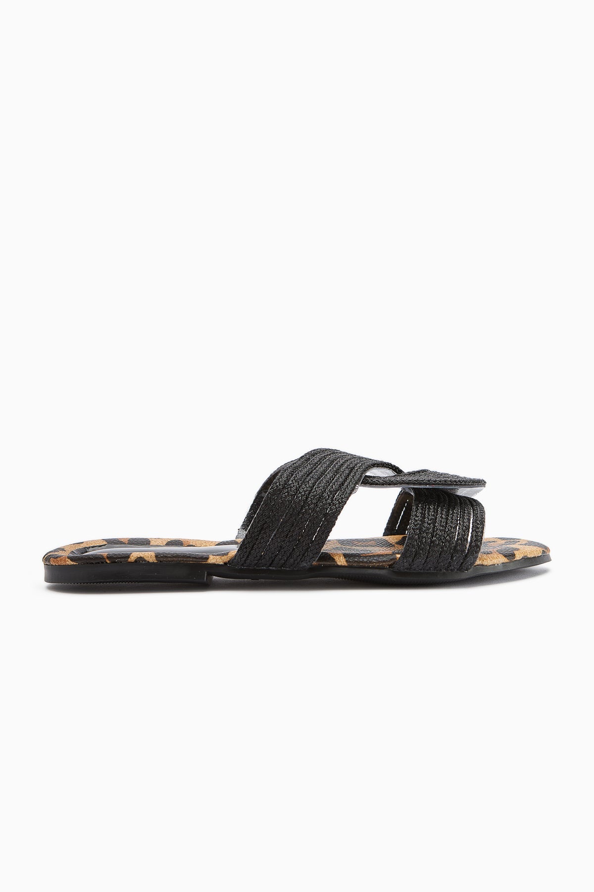 Nihaal – Black Cross-Strap Flat Sole Slide (Women)