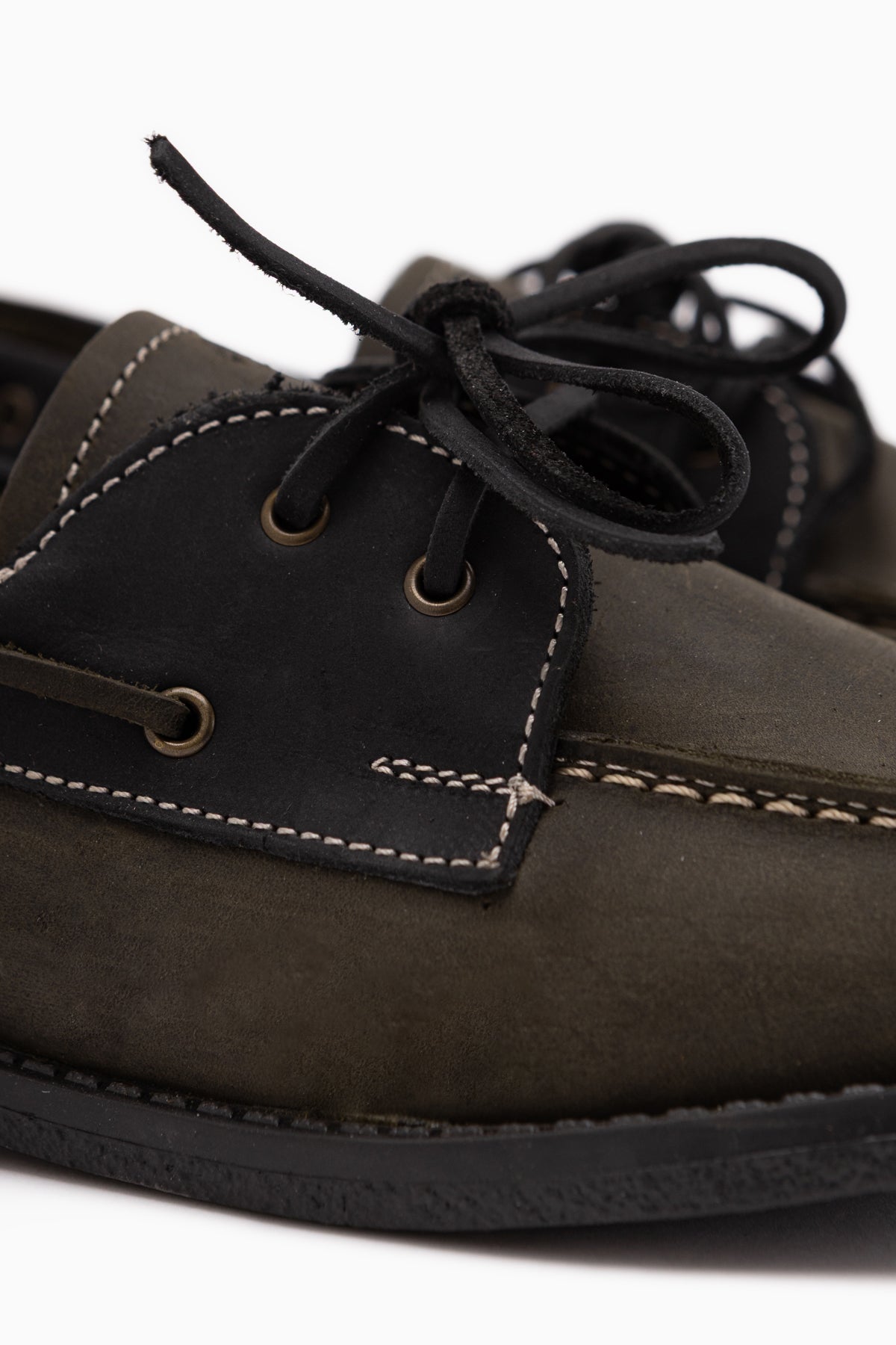 Janica Genuine Leather Khaki Lace-Up Women’s Moccasin Shoes