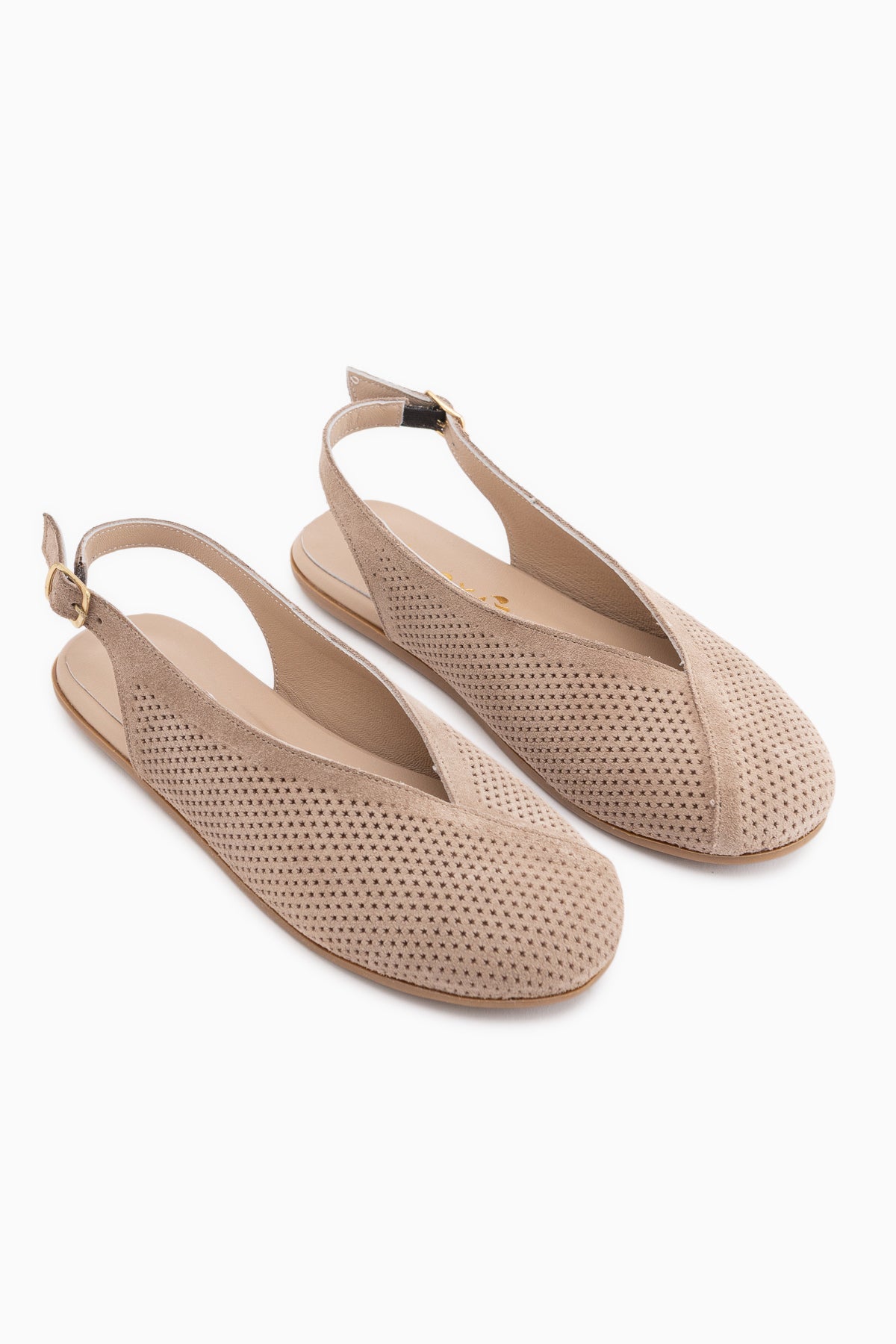 Avin Hakiki Deri Vizon Süet Kadın Slingback Babet