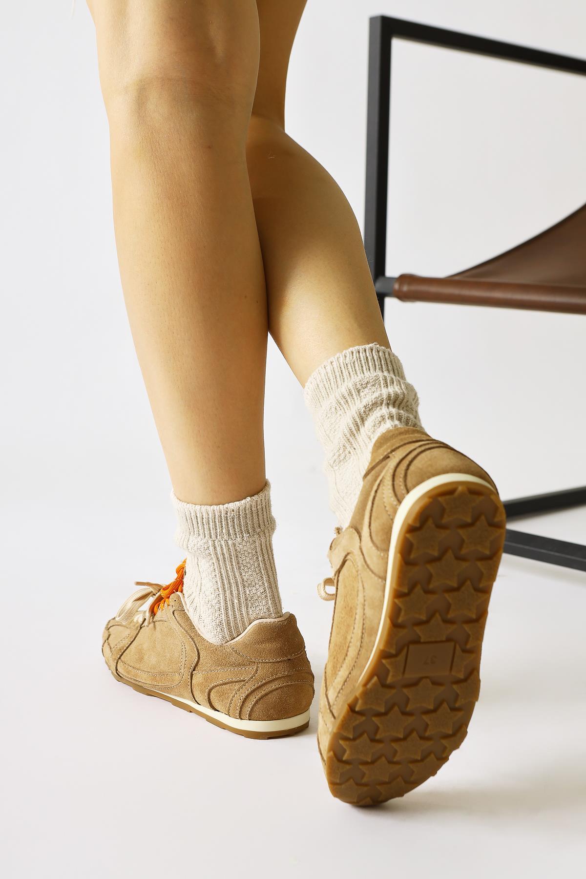 Sue Genuine Leather Mink Suede Double Lace-Up Sneakers