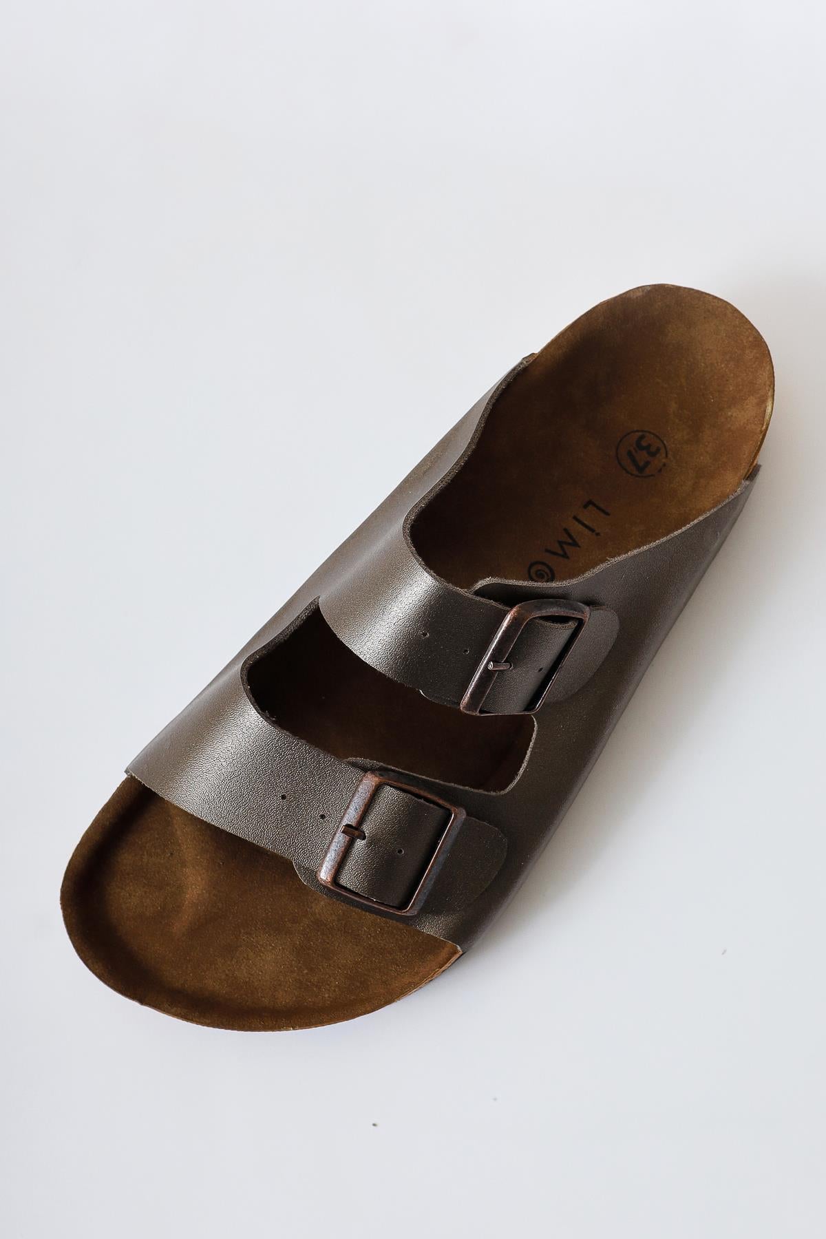 Beti Genuine Leather Platinum Double Strap Slipper