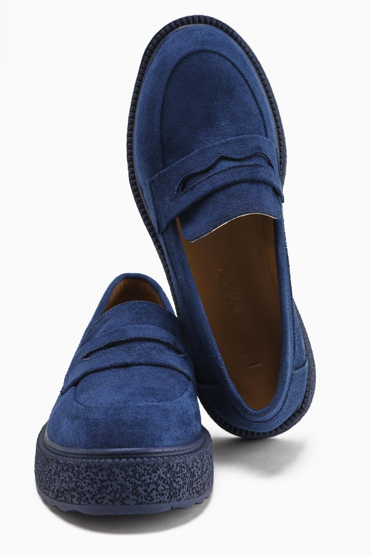 Bojan Navy Blue Suede Thick Soled Women's Casual Shoe