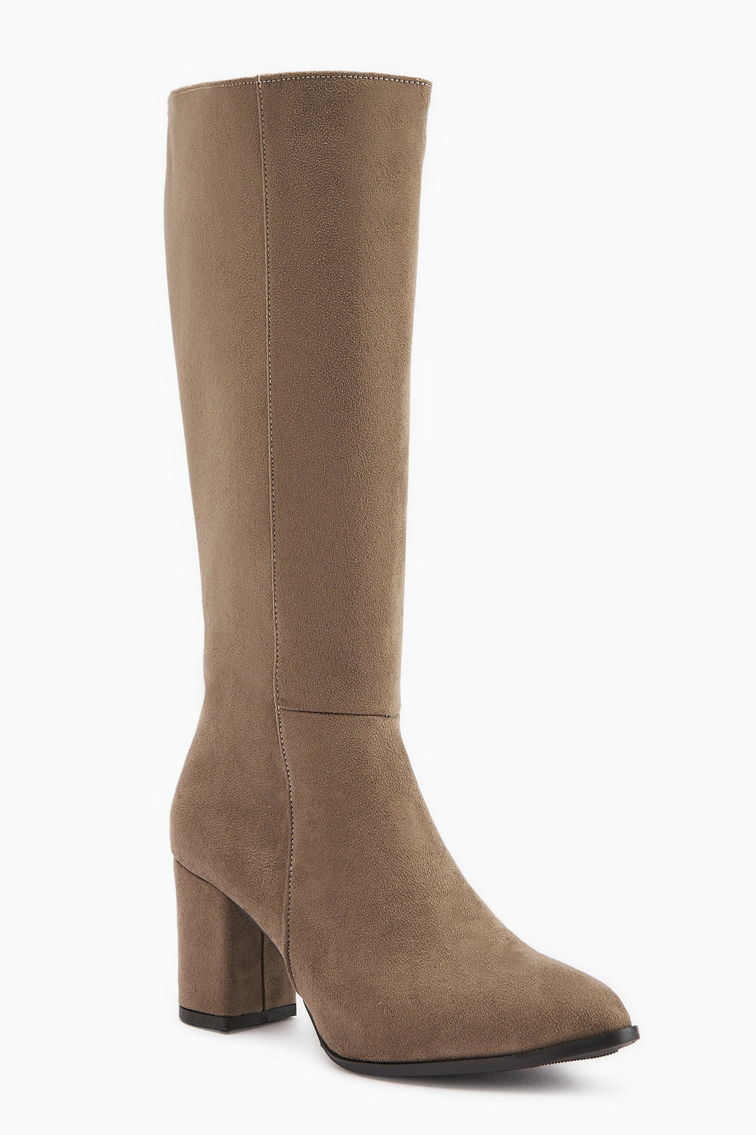 Tatum Beige Suede Pointed Toe Mid Heeled Boots