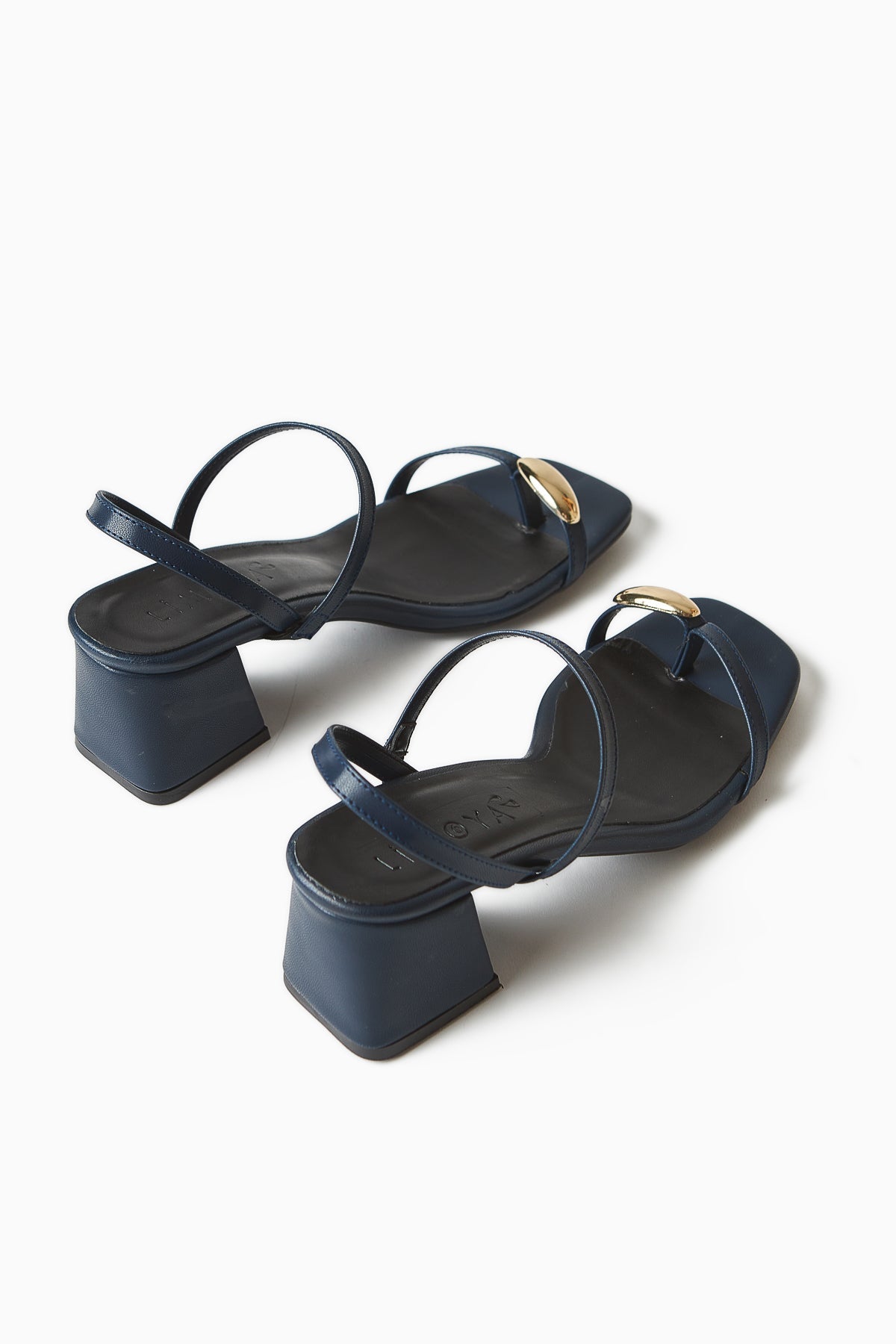 Selenya Navy Thong Sandals with Buckle Detail for Women