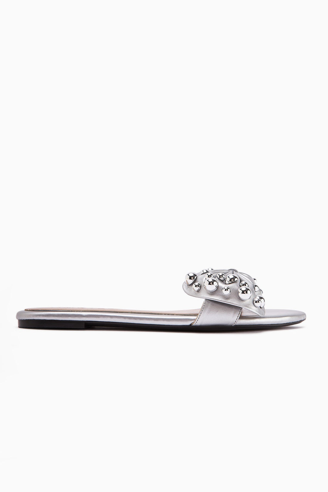 Dotty Silver Bow-Embellished Studded Women's Slippers