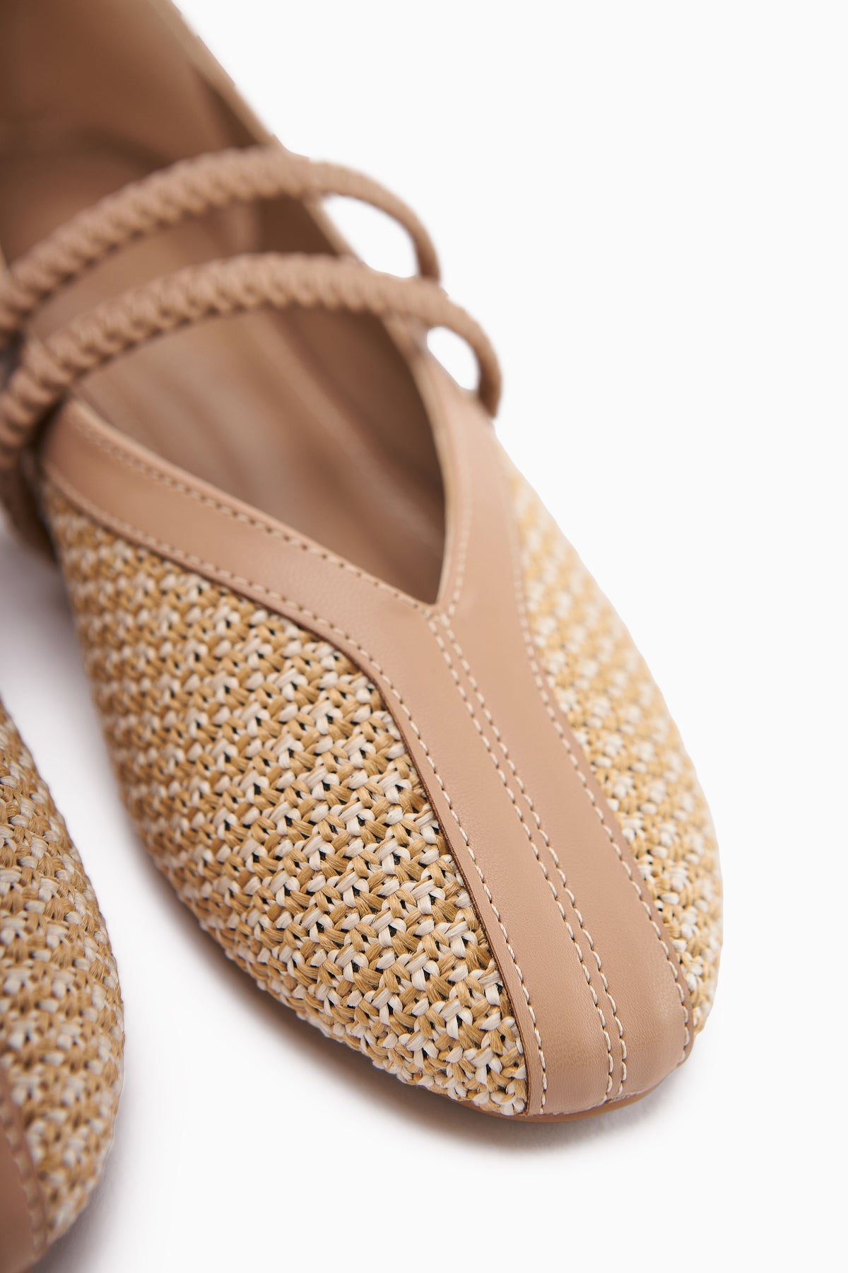 Gwen Beige Elastic Detail Women's Ballet Flats