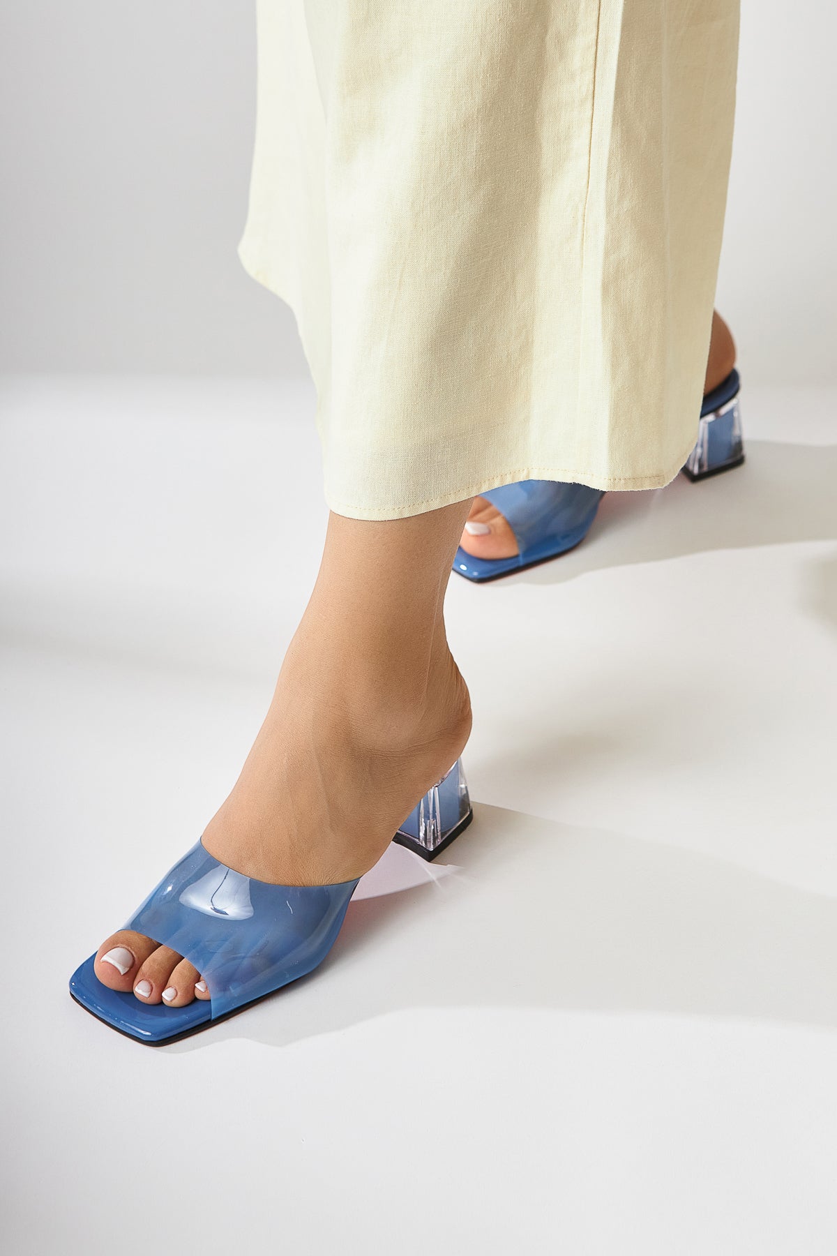 Persa – Blue Transparent-Strap Transparent-Heel Slide (Women)