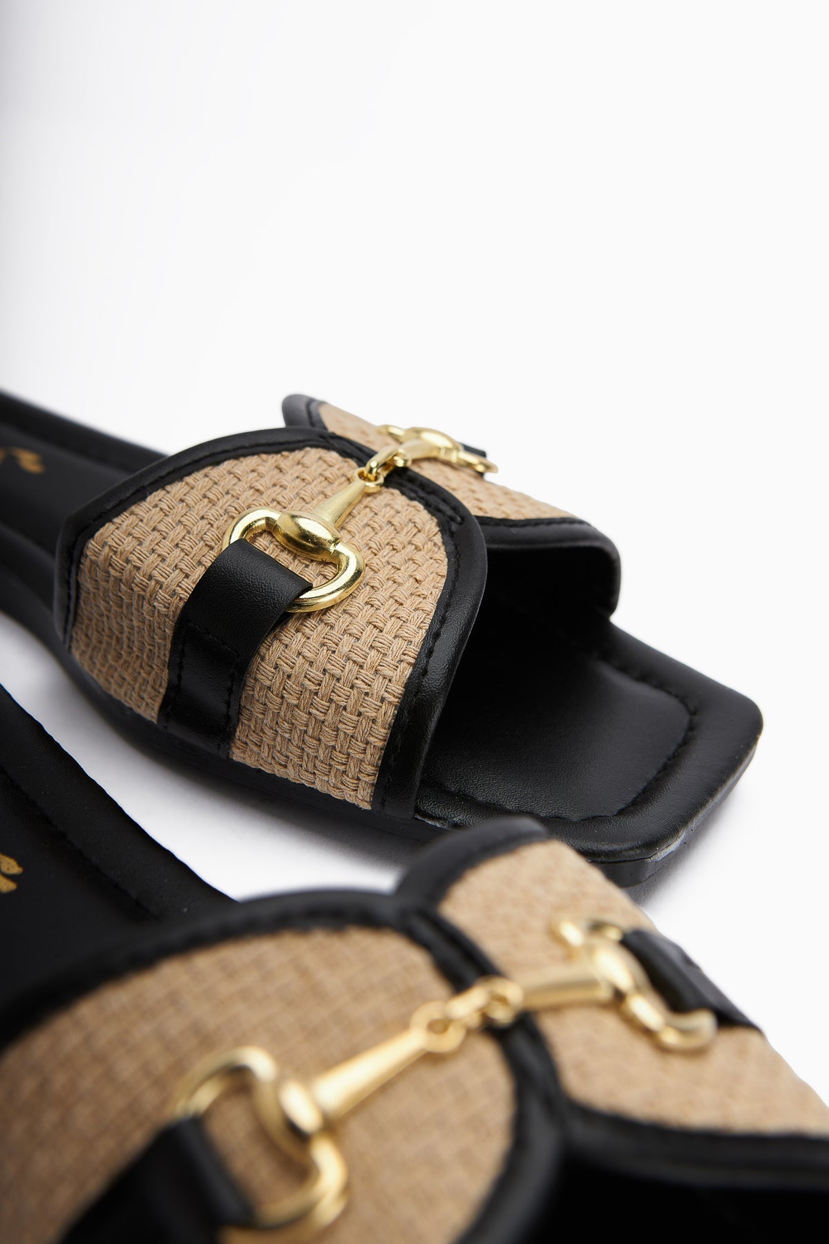 Elanor Black Women's Flat Slippers with Buckle