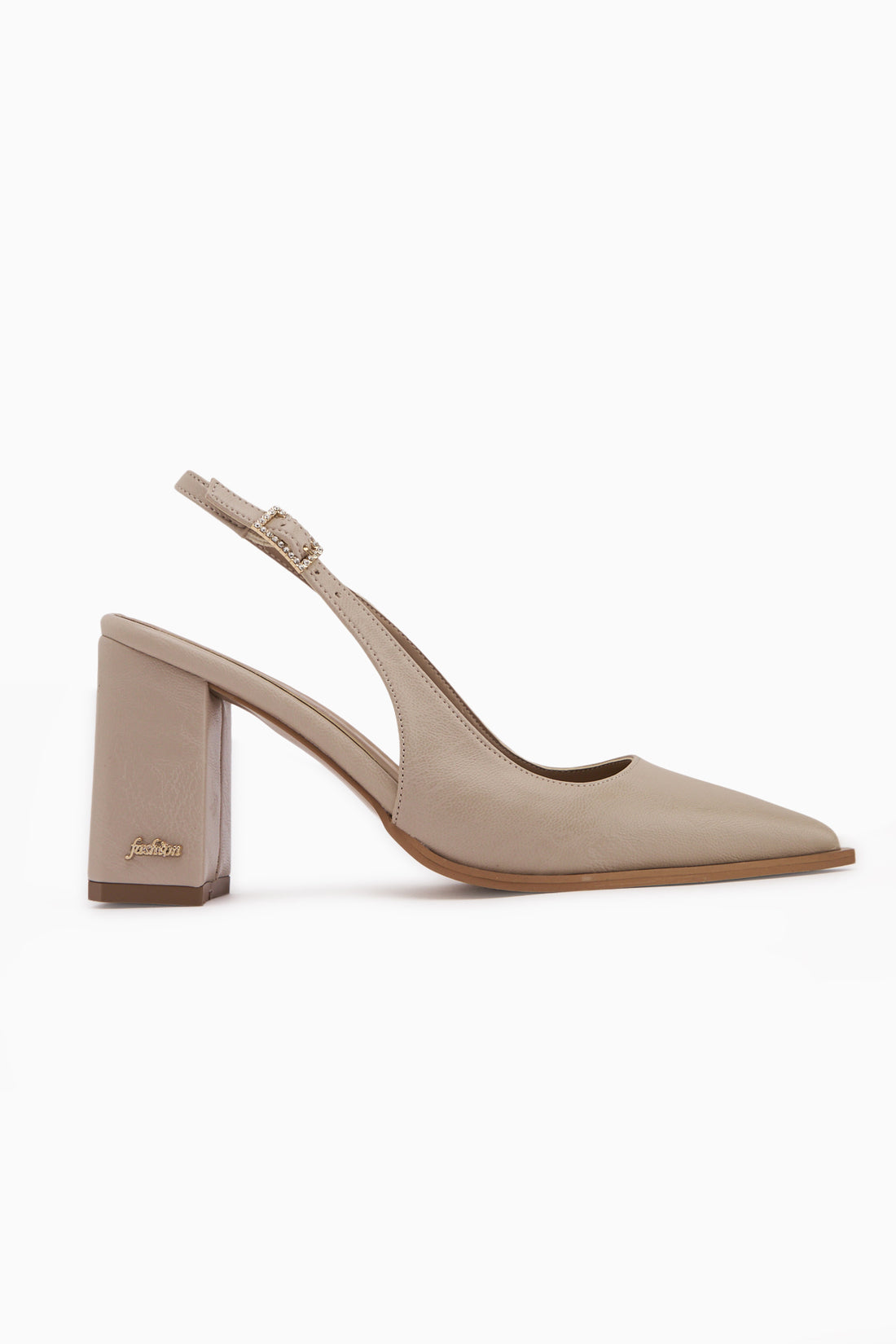 Essi Beige Closed Toe Chunky Heeled Women’s Shoes