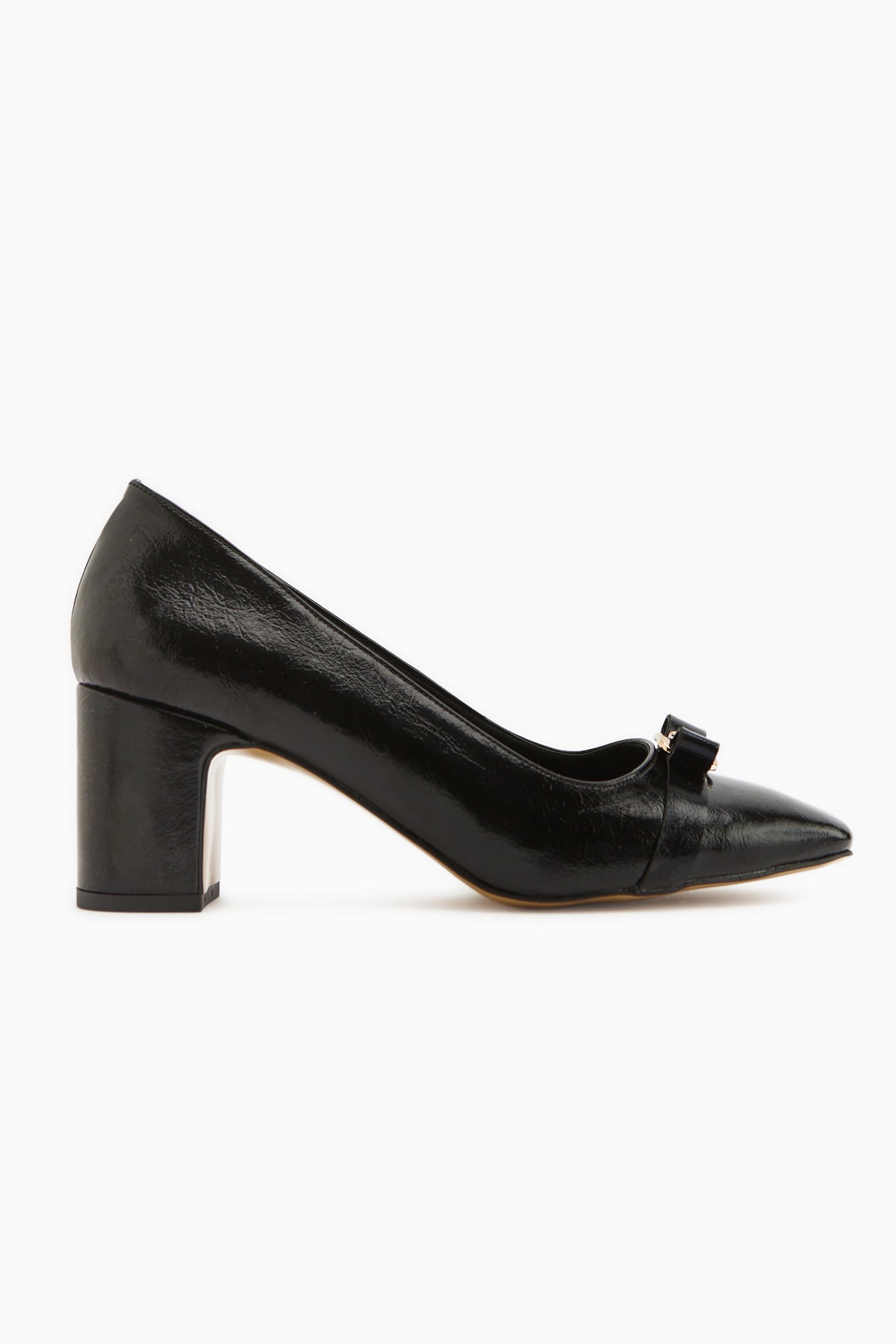 Lois Black Buckled Square Toe Women’s Heeled Shoes