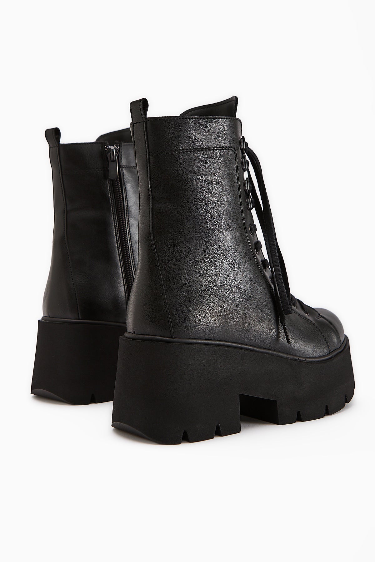 Brit – Black Platform Heeled Combat Boot (Women)