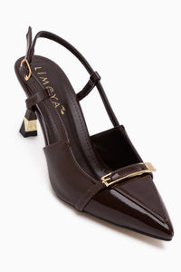Renita Brown Buckled Women’s Heeled Shoes