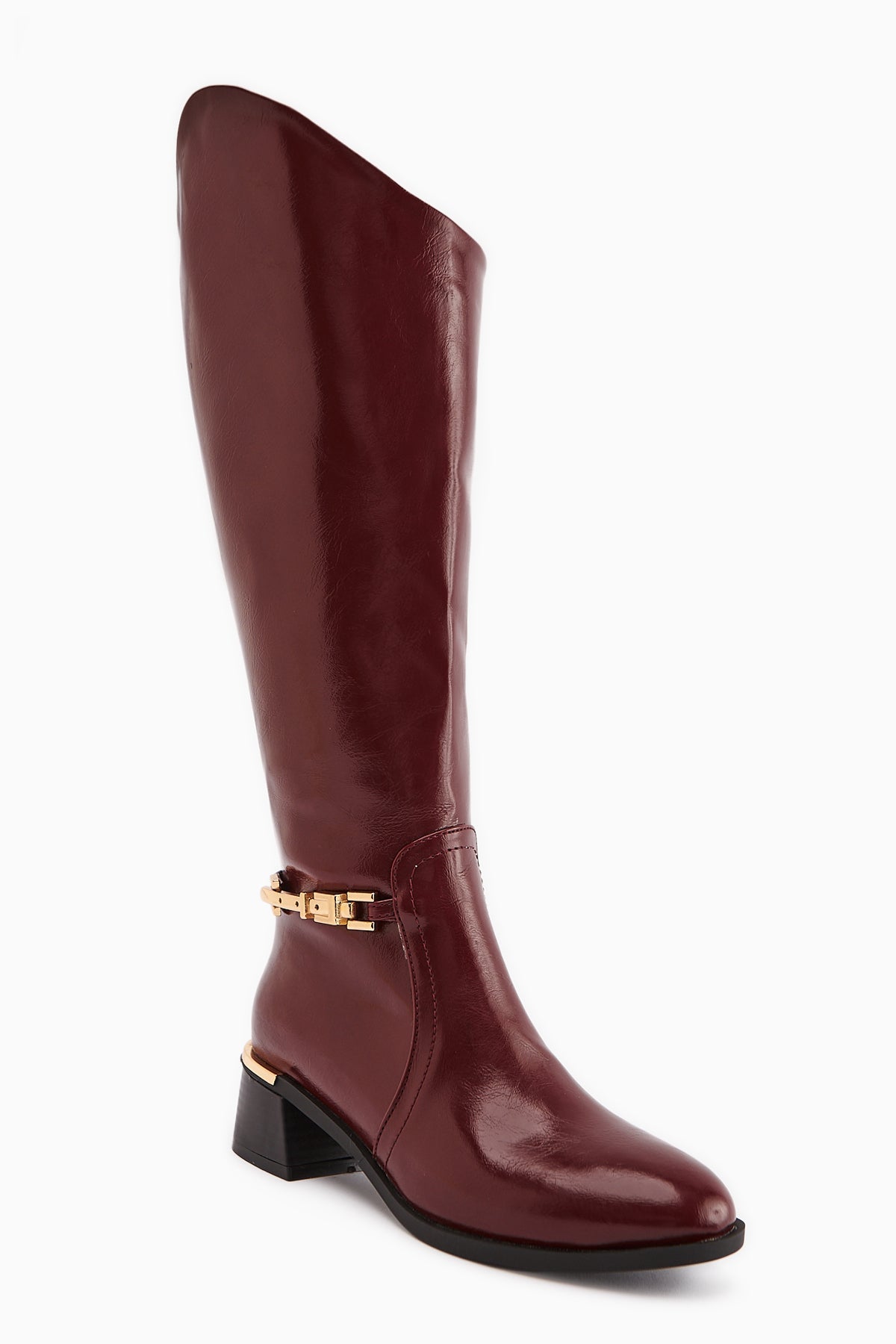 Kamilla – Burgundy Buckle Knee-High Boot (Women)