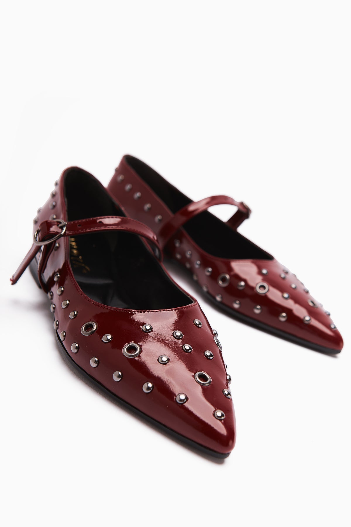 Ninna Burgundy Patent Pointed Toe Women's Ballet Flat