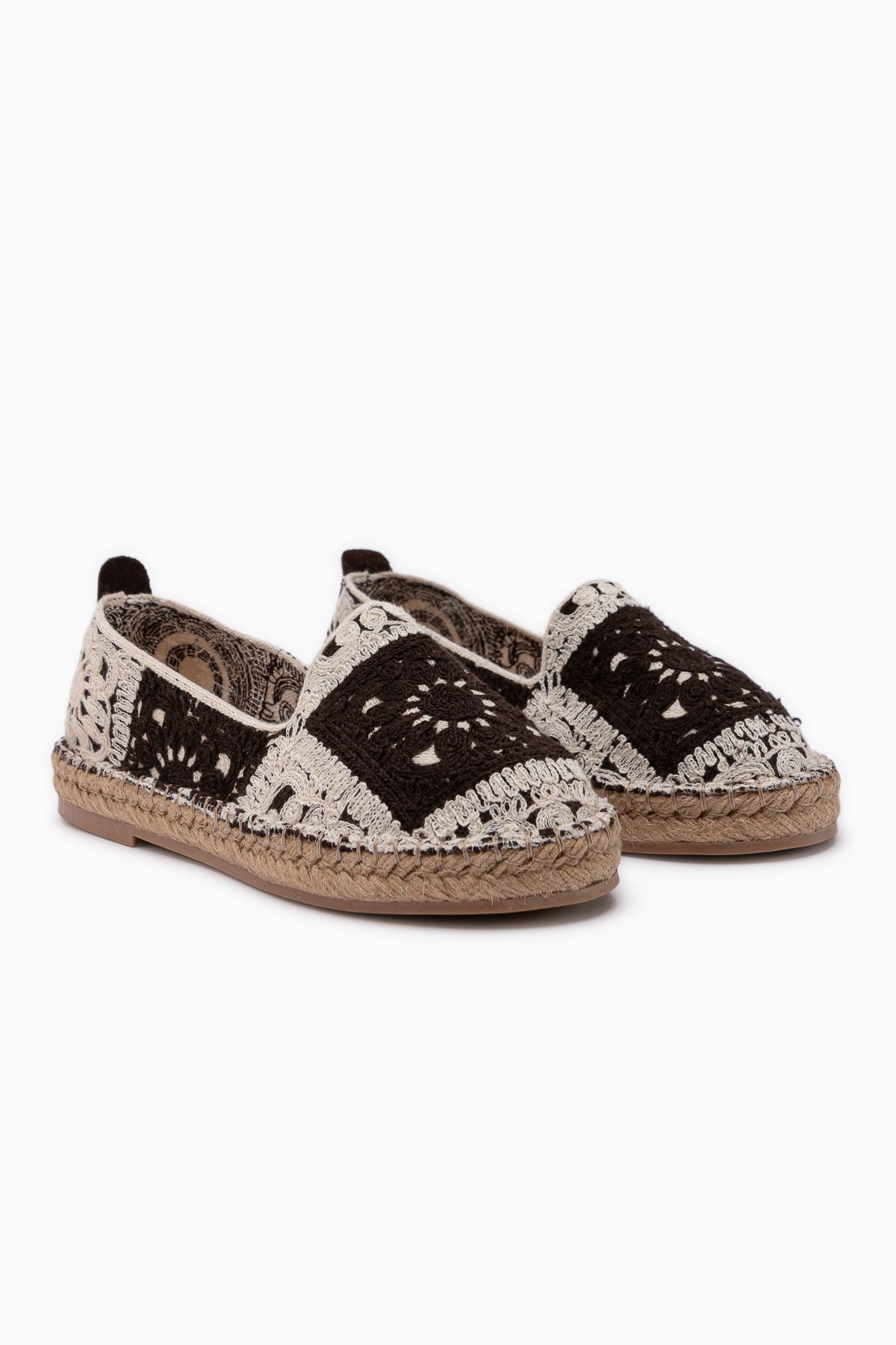 Rosie Kahve Bohem Örgü Desenli Espadril Loafer Kadın Ayakkabı