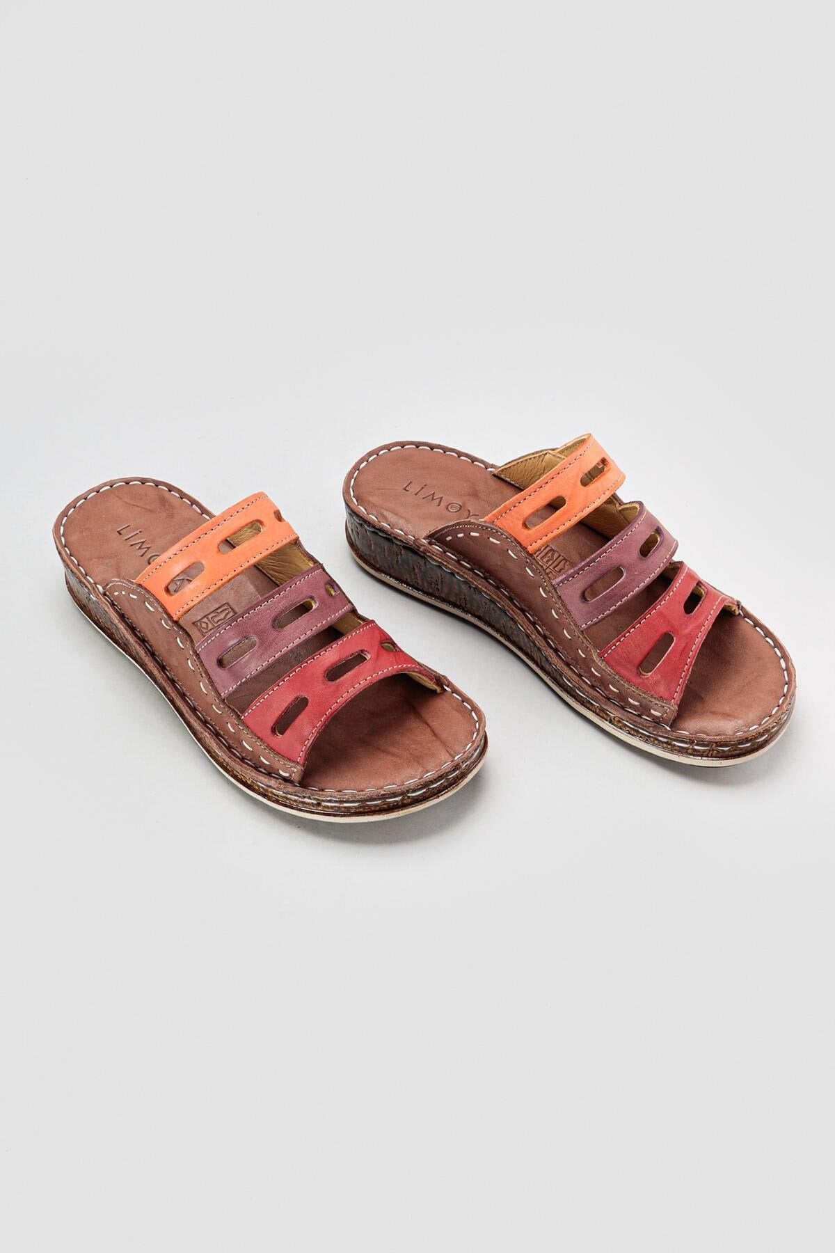 Joelle Genuine Leather – Brown Laser-Cut Slide (Women)