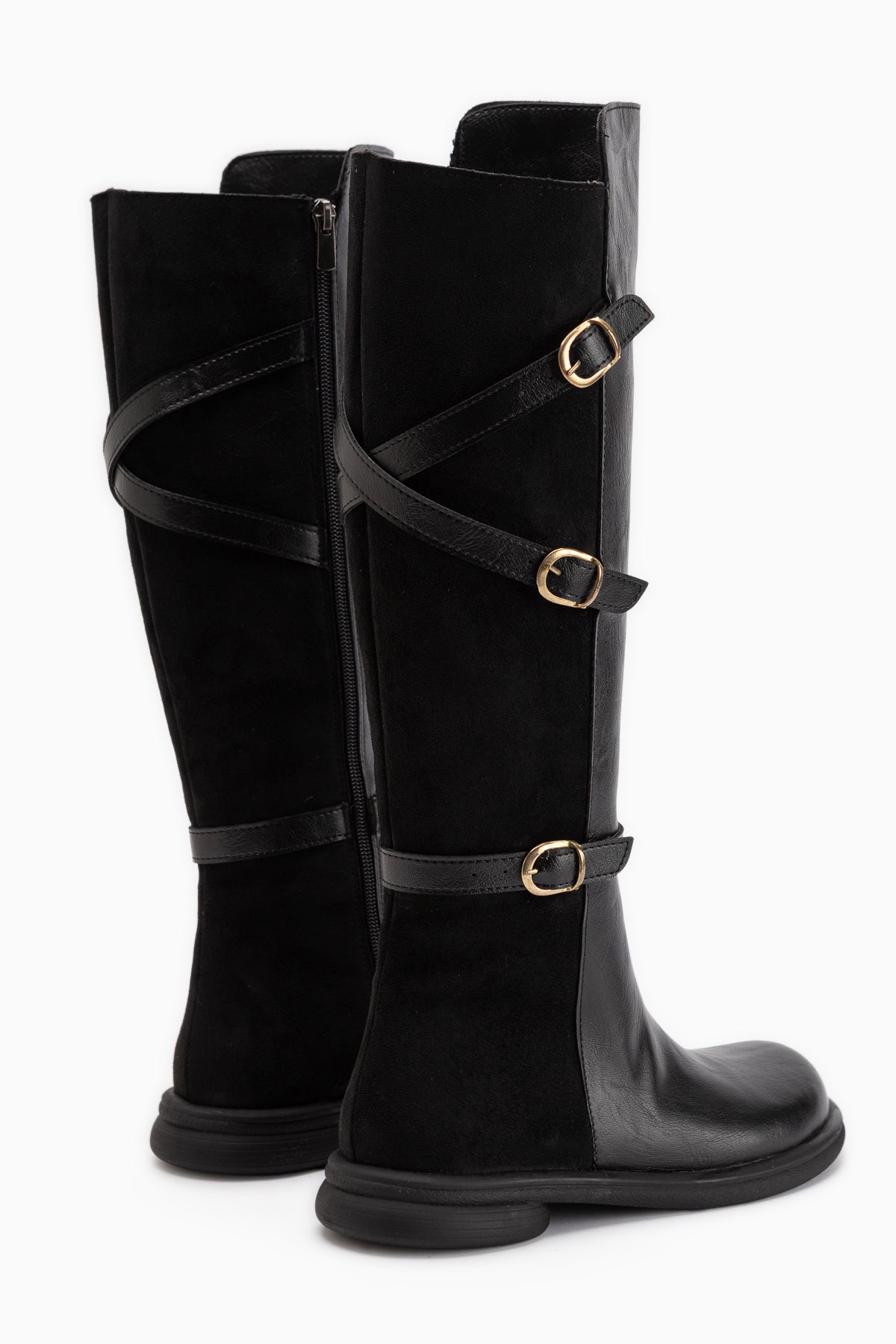 Hilda Black Suede Belted Women’s Boots