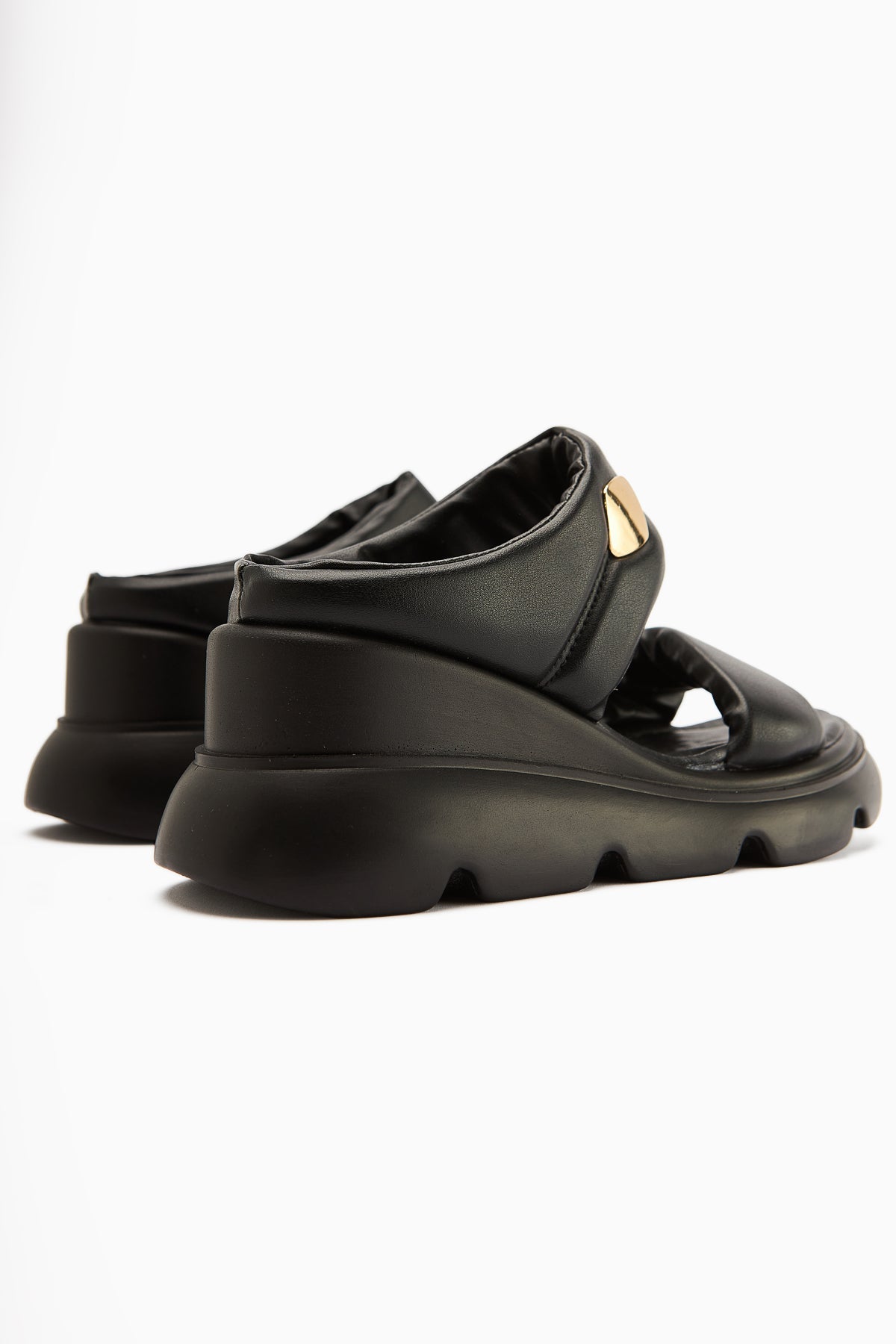 Susi – Black High-Heeled Puffy Slide (Women)