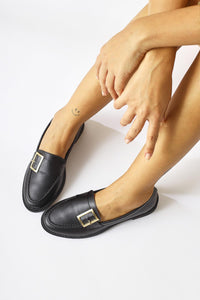 Arnesa Black Buckle Detail Everyday Shoes