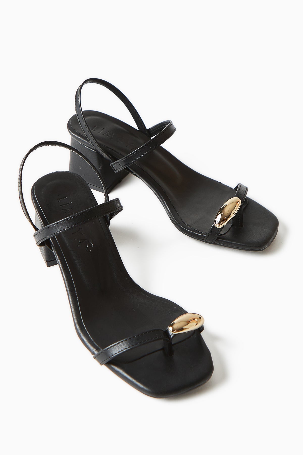 Selenya Black Thong Sandals with Buckle Detail for Women