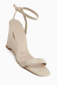 Novah Beige Ankle Strap Women’s Wedge Sandal