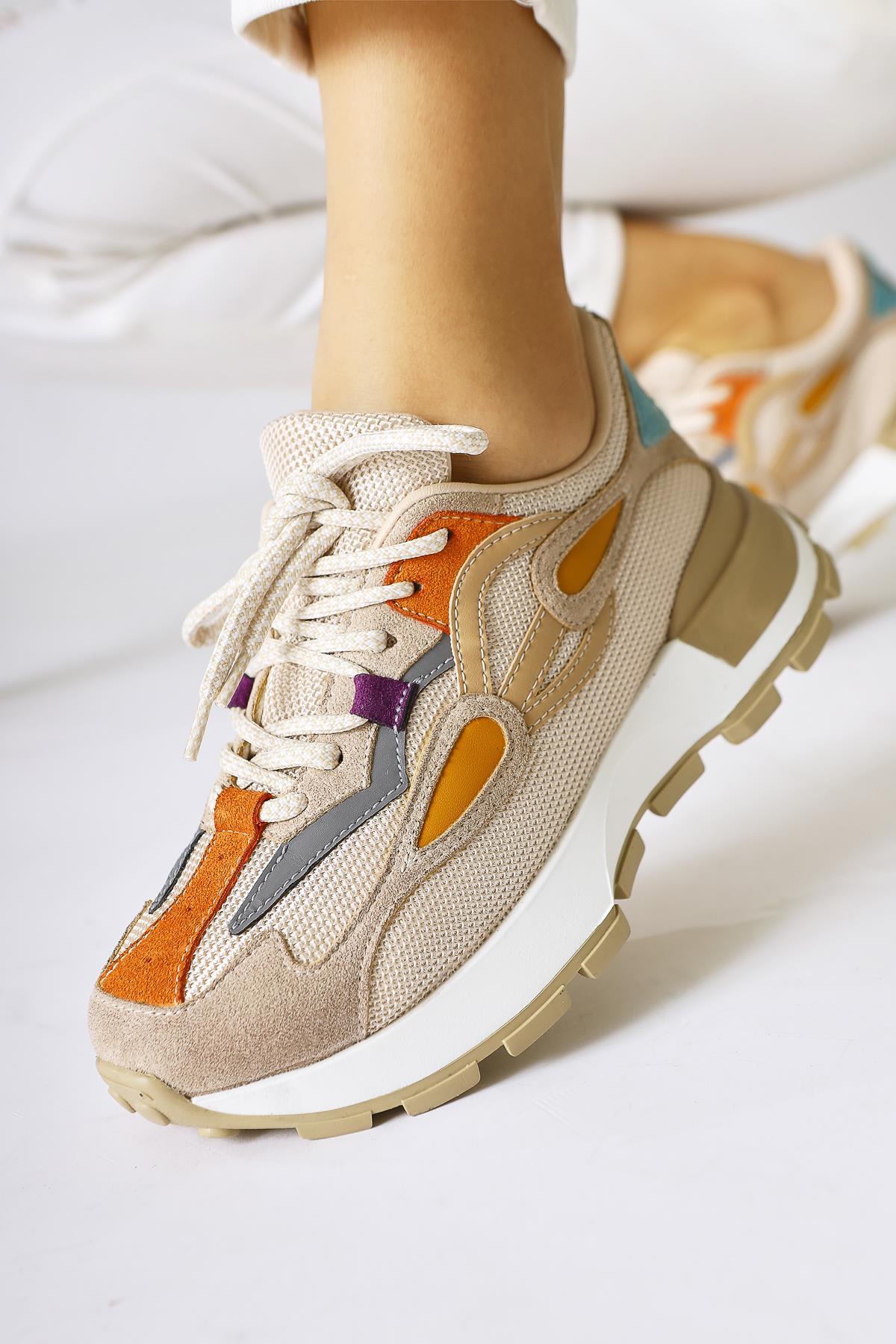 Bisera Nude Knit-Suede Athletic Shoes