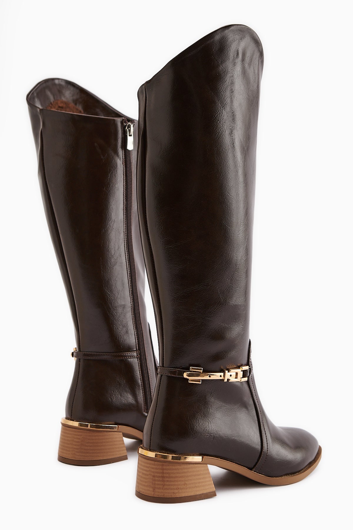 Kamilla – Brown Buckle-Detail Knee-High Boot (Women)