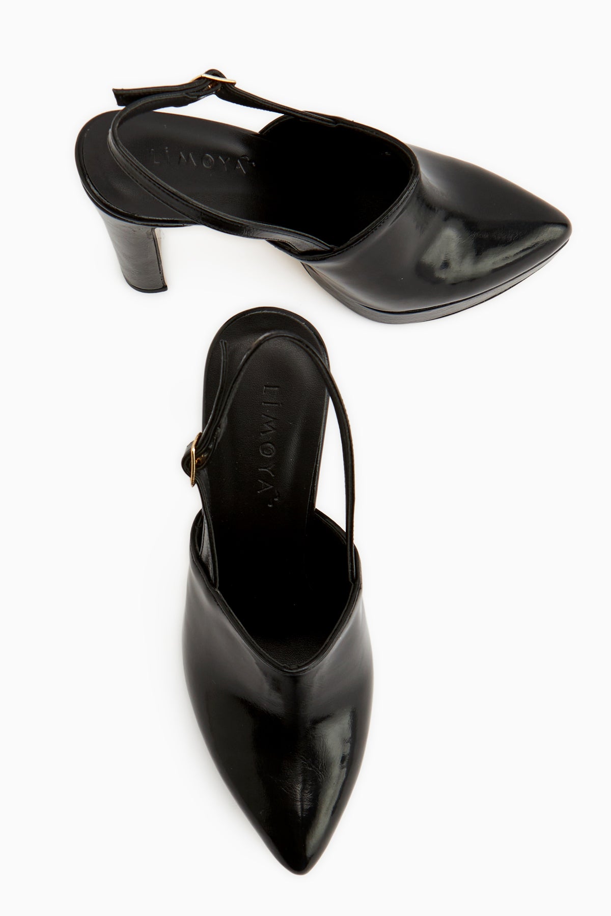 Marlen Black Pointed Toe Slingback Platform Heeled Women’s Shoes