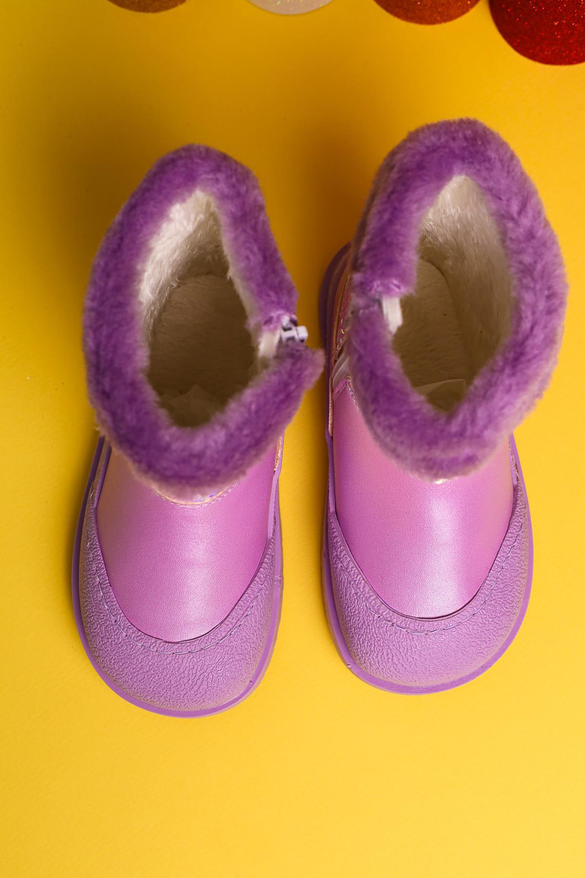 Hanne Lilac Sequined Fur-Lined Kids' Boots