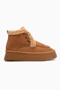 Carrie Tan Suede Fur Laced Thick Sole Women’s Boots