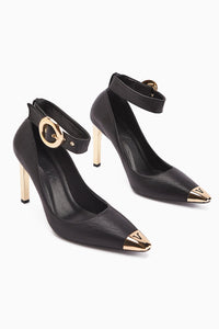 Jennica Black Ankle Strap Women's High Heel Shoe