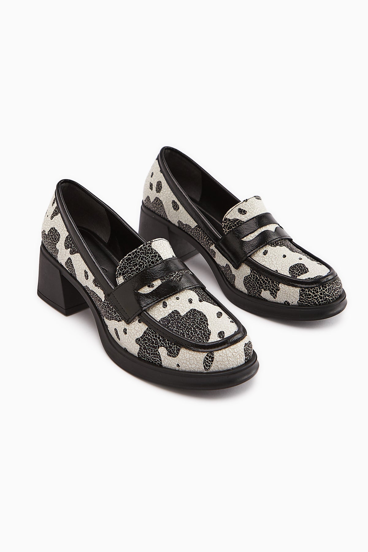 Keyla Black and White Monochrome Patterned Women's Loafer