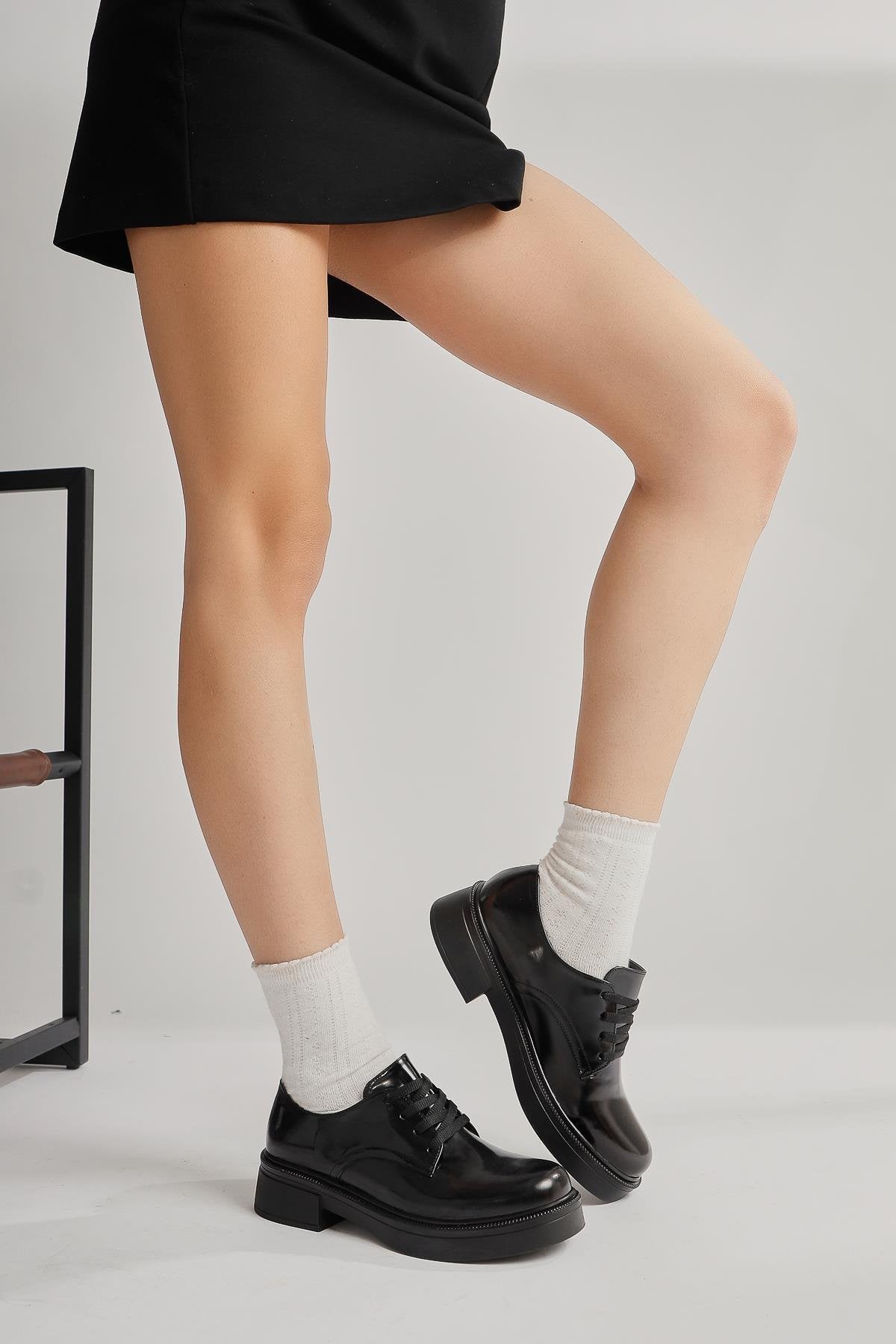 Satya – Black Patent Lace-Up Casual Shoe (Women)